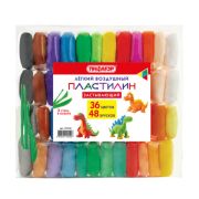 Пластилин лёгкий воздушный застывающий 48 штук (36 цветов + 12 базовых), 410 г, 3 стека, ПИФАГОР