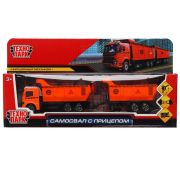 Машина металл САМОСВАЛ С ПРИЦЕПОМ 20 см, кор. Технопарк в кор.2*84шт