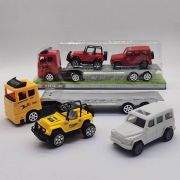 Трейлер инерц. + два авто, цвет в ассорт. в пласт. в кор.2*60шт