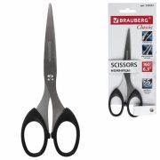 Ножницы Brauberg «Classic»160мм,черные в карт уп.двухсторонняя заточка  арт.230933
