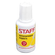 Корректирующая жидкость STAFF «Basic», быстросохнущая, 15 мл, с кисточкой, 226055