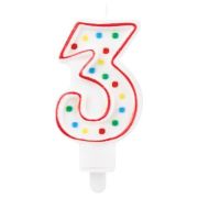 Свеча-цифра для торта «3» ДВУСТОРОННЯЯ с конфетти, 8,5 см, ЗОЛОТАЯ СКАЗКА, держатель, блистер, 591396