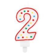Свеча-цифра для торта «2» ДВУСТОРОННЯЯ с конфетти, 8,5 см, ЗОЛОТАЯ СКАЗКА, держатель, блистер, 591395