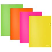 Папка-уголок пластиковая ErichKrause® Glossy Neon, A4, непрозрачная, ассорти (в пакете по 12 шт.)