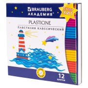 Пластилин классический BRAUBERG «АКАДЕМИЯ ХИТ», 12 цветов, 240 г, стек, ВЫСШЕЕ КАЧЕСТВО, 106423