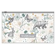 Папка на молнии « Erich Krause » Card Size Zip Natural Life, пластик 0,16мм, текстура поверхности- зеркало, прозрачная, с рисунком