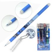 Ручка со стир.черн« KWELT » гелевая 0,38мм синяя, с силиконовым ластиком, ассорти 4 дизайна, брелок,