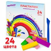 Пластилин классический ЮНЛАНДИЯ «ЮНЫЙ ВОЛШЕБНИК», 24 цвета, 480 г, СО СТЕКОМ, 106511