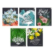 Тетрадь А5 48л. Скрепка. Клетка.Tropical motives