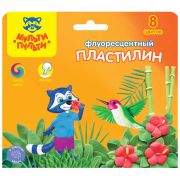 Пластилин Мульти-Пульти «Енот на острове Куба», 08 цветов, 120г, воск., флуор., стек, картон, европодвес