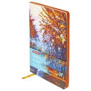 Блокнот А5 (143x210 мм), BRAUBERG VISTA «Aqua Autumn», под кожу, гибкий, 80 л., 112072