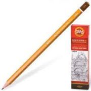 Карандаш чернографитный KOH-I-NOOR 1500, 1 шт., 4H, без резинки, корпус желтый, заточенный, 150004H0