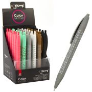 Ручка шариковая на масляной основе Yalong, 0,7 мм, синяя, игольчатый наконечник, автоматическая, круглый, цветной soft корпус, картонная упаковка