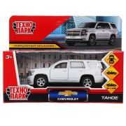 309344 Машина металл CHEVROLET TAHOE МАТОВЫЙ 12 см, двери, багаж, инер, белый, кор. Технопарк