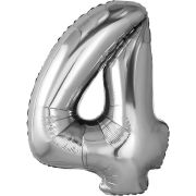 Шар ЦИФРА 4 32'' серебро /Silver /81 см/Ag