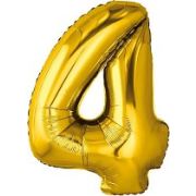 Шар ЦИФРА 4 32'' золото /Gold /81 см/Ag