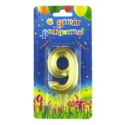Свеча-цифра ГРАНЬ золотой металик «9»