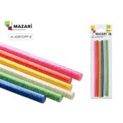 Стержни для клеевого пистолета ТМ MAZARI арт. M-4309P,с БЛЕСТКАМИ, длина 18 см, толщина 7 мм, вес 7 г,  6 шт, ОПП-упаковка с европодвесом