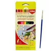 Карандаши Акварельные 12 цв. INTELLIGENT BM-736,трехгранные с кисточкой,2М