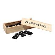 Домино (пластиковые фишки) в деревянной коробке 14x5 см (Арт. P00070)
