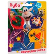 335989 Свечи для торта Со стикером на шпажках БУБА 4 шт, блистер, буба ЧУДО ПРАЗДНИК