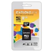 Карта памяти 8GB Micro SDHC Exployd Class 10 + SD адаптер