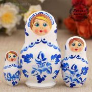 Матрёшка «Гжель», белое платье, 3 кукольная, 9 см 3371567