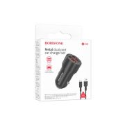 АЗУ на 2 USB Borofone BZ19 + кабель Type-C, чёрный