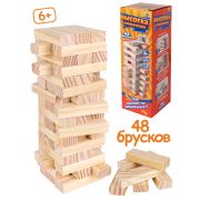 Игра «Башня.Высотка классическая»высота 24см,размер бруска:15*25*75 мм,48 эл.,в коробке(Арт.ИН-9650)