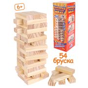Игра«Башня.Высотка классич. Maxi»высота27см,размер бруска:15*25*75мм,54эл.,в коробке(Арт.ИН-9651)