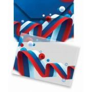 Папка-конверт с кнопкой А4,«Триколор», пластик, 180 мкм. 2311