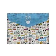 Папка с кнопкой А-6 CJ-8050 «Котики» INTELLIGENT 15х11см, пластик бело-голубой с рисунком