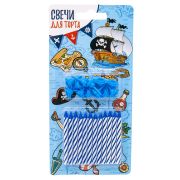 Свечи для торта с держателями голубые 6см (12шт/уп)