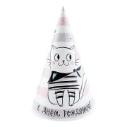 Колпак « Браво » С Днем рождения, Котики, 27*20*12см, в наборе 6шт
