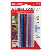 Клеевые стержни цветные диаметр 7 мм, длина 100мм, компл. 12шт BRAUBERG