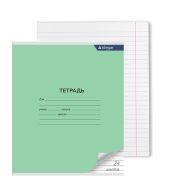 Тетрадь 24л., линия, Alingar, скрепка, блок офсет, 100% белизна, мелованный картон (стандарт), «Зеленая»
