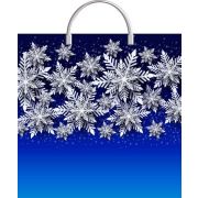Пакет новогодний 36х37см ПВД 100мкм с пластиковой ручкой, Синева
