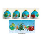 Новогоднее украшение. Ёлочный шар  с лентой, в подарочной коробке,Праздник с драконами, 7,5 см (собс