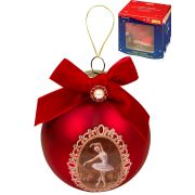 Елочный стеклянный шар  «Нежная балерина», 8 см (собственная разработка) ЕШ-4273