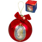 Елочный стеклянный шар  «Нежная камея», 8 см (собственная разработка) ЕШ-4272