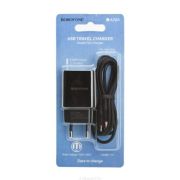 Блок питания сетевой 1 USB Borofone BA20A, Sharp, 2100mA, пластик, кабель 8 pin, цвет: черный