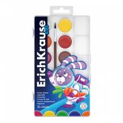 Краски акварельные ErichKrause Kids Space Animals медовые с УФ защитой яркости 12 цветов с палитрой