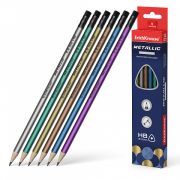 Чернографитный трехгранный карандаш с ластиком ErichKrause® Metallic HB