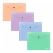 Папка-конверт на кнопке пластиковая ErichKrause Matt Pastel Bloom, A5+, непрозрачный, ассорти