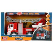 298022 Машина пластик свет-звук KAMAZ камаз ПОЖАРНАЯ 26см, инерц, двери, кор. Технопарк