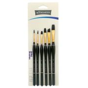 Кисти набор 6 шт. Синтетика DB-155 Круглые (№ 2, 4) плоские (№ 6, 8, 10, 12), черная ручка, в ПВХ-пакете (1/12/288)
